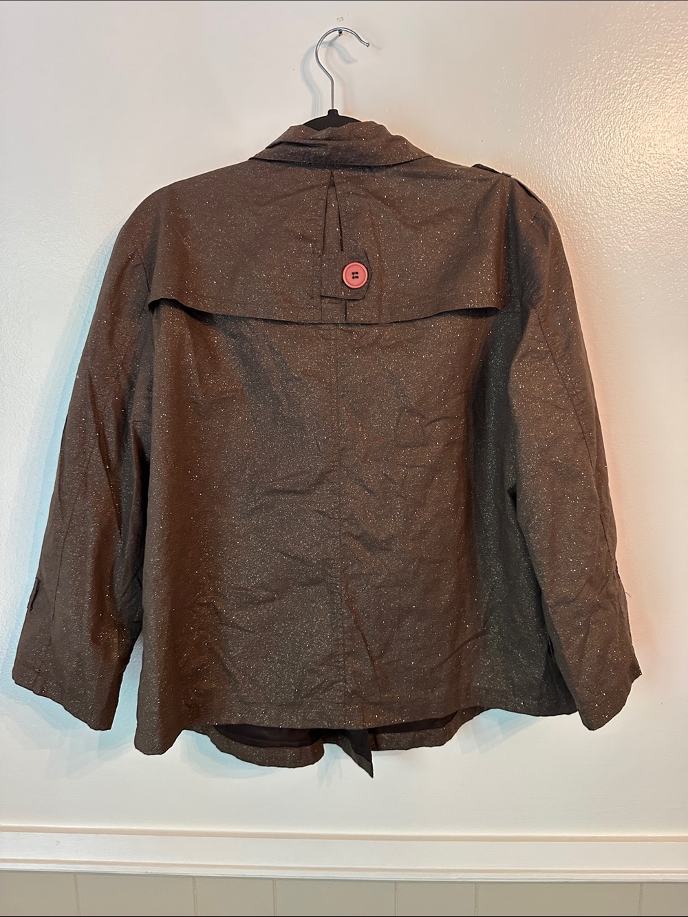 Vintage Beverly’s Brown Sparkle Cropped Swing Jacket Size L - Picture 6 of 9